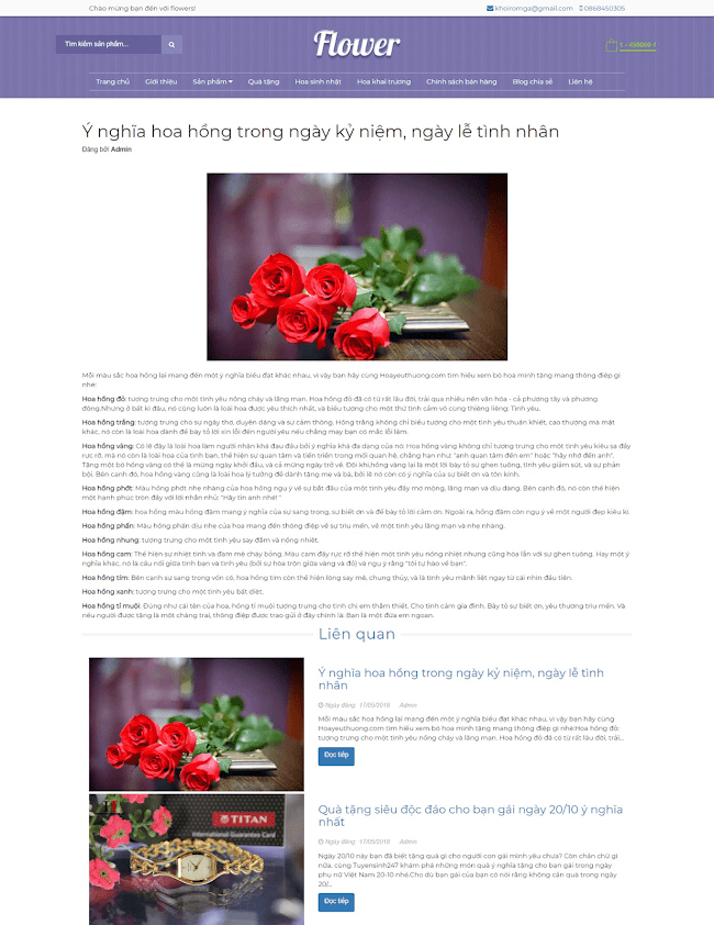 Template blogspot bán hàng Flower Shop